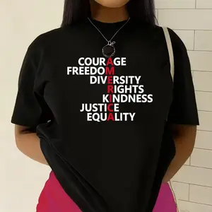Courage Freedom Anti-discrimination Slogan Print T-shirt Edgy Equality Casual Top