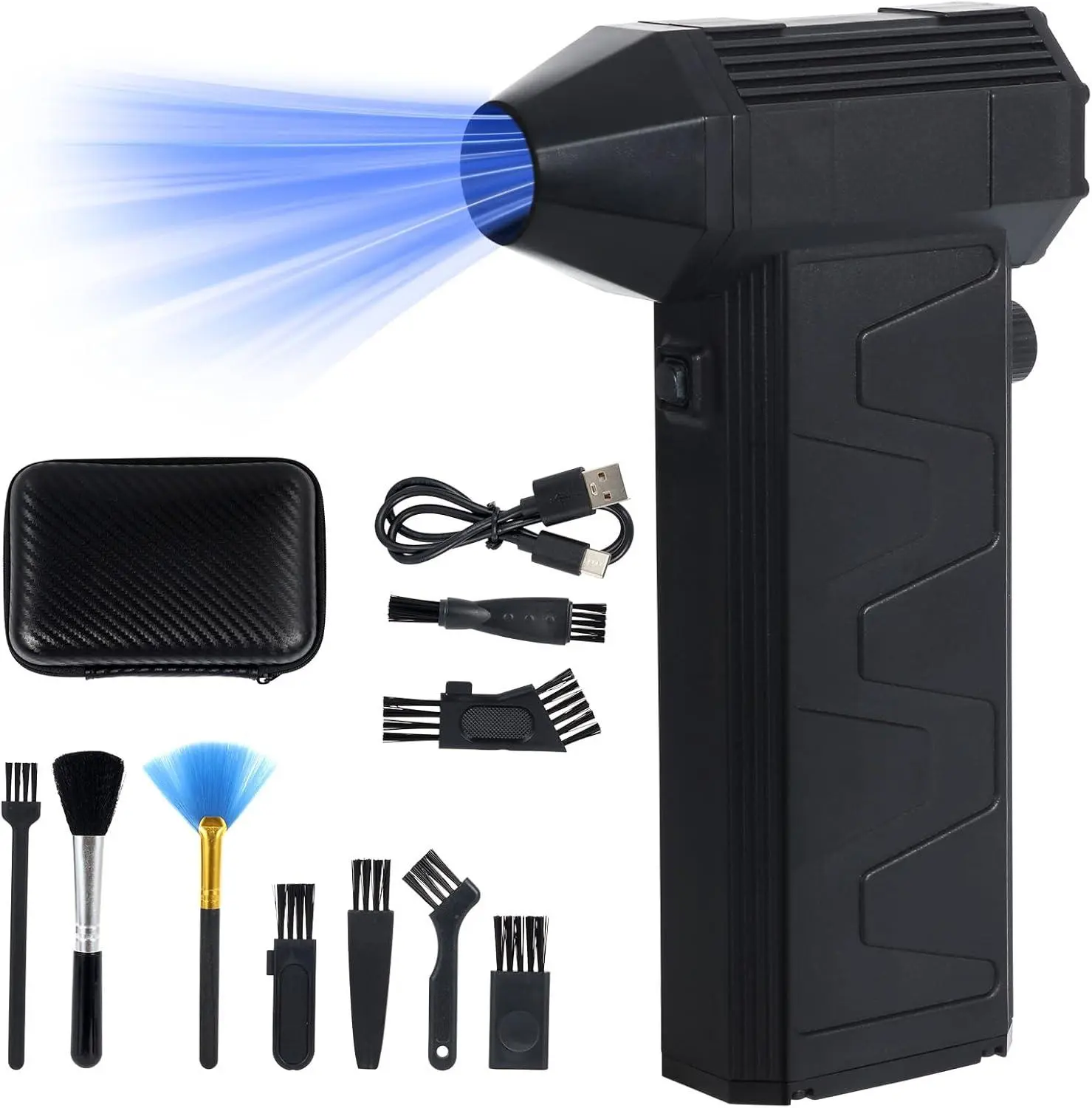 Gaomon Compressed Air Duster, 130000RPM High-Power Electric Cleaner with Adjustable Compact Form, High-Hardness Mini Rechargeable Cordless Jet Blower, Includes Kit for Keyboard, PC Cleaning, Men's Cool Gadgets