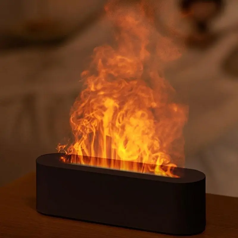 USB Flame Aromatherapy Diffuser with Essential Oils, 7 Colors Flame Design USB Humidifier, USB Essential Oil Diffuser