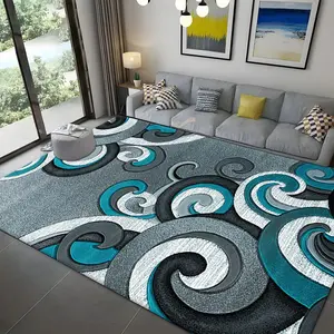 Sea Wave Pattern Floor Mat, Non-slip Soft Floor Carpet, Decorative Area Rug, Geometric Pattern Rug, Floor Mat for Home Living Room Bedroom Hotel, Household Decorative Rug