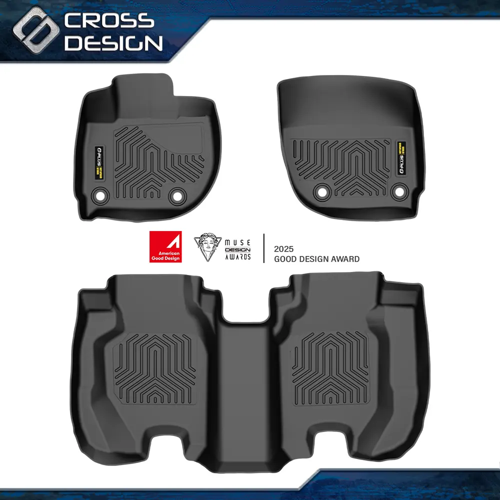 CROSSDESIGN TPE 3D Molded Car Floor Mats, Waterproof All-Weather Non-Slip Car Accessories, Custom Fit  for 2015-2020 Honda Fit (Ungraded Version)