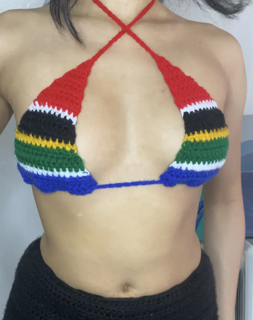 South Africa Crochet Flag Bralette