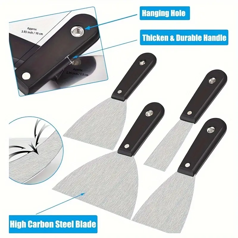 7Pcs Professional Stainless Steel Drywall Tool Kit with Storage Bag, Rustproof Taping Knives, Putty Scrapers & Mud Pan, Portable Wall Plastering & Drywall Repair Tools for Construction Work