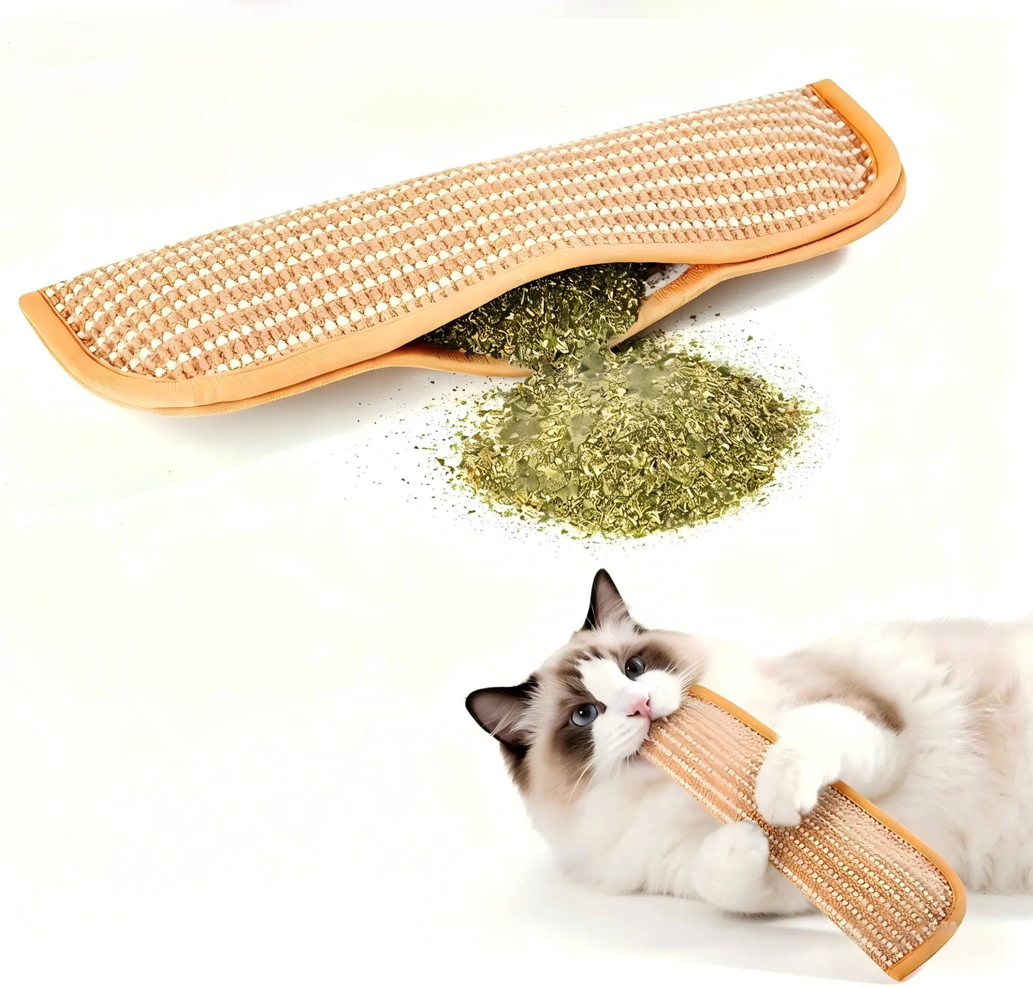Compact Catnip Kick Interactive Cat Toy - 1pc Pillow Shape Sisal Scratcher, 100% Natural Catnip, Safe & Non-Toxic, Easy to Maintain Indoor Cat Accessory, Furniture Protector, Stress Reducer, Interactive Toy, Indoor Play, Protects Furniture