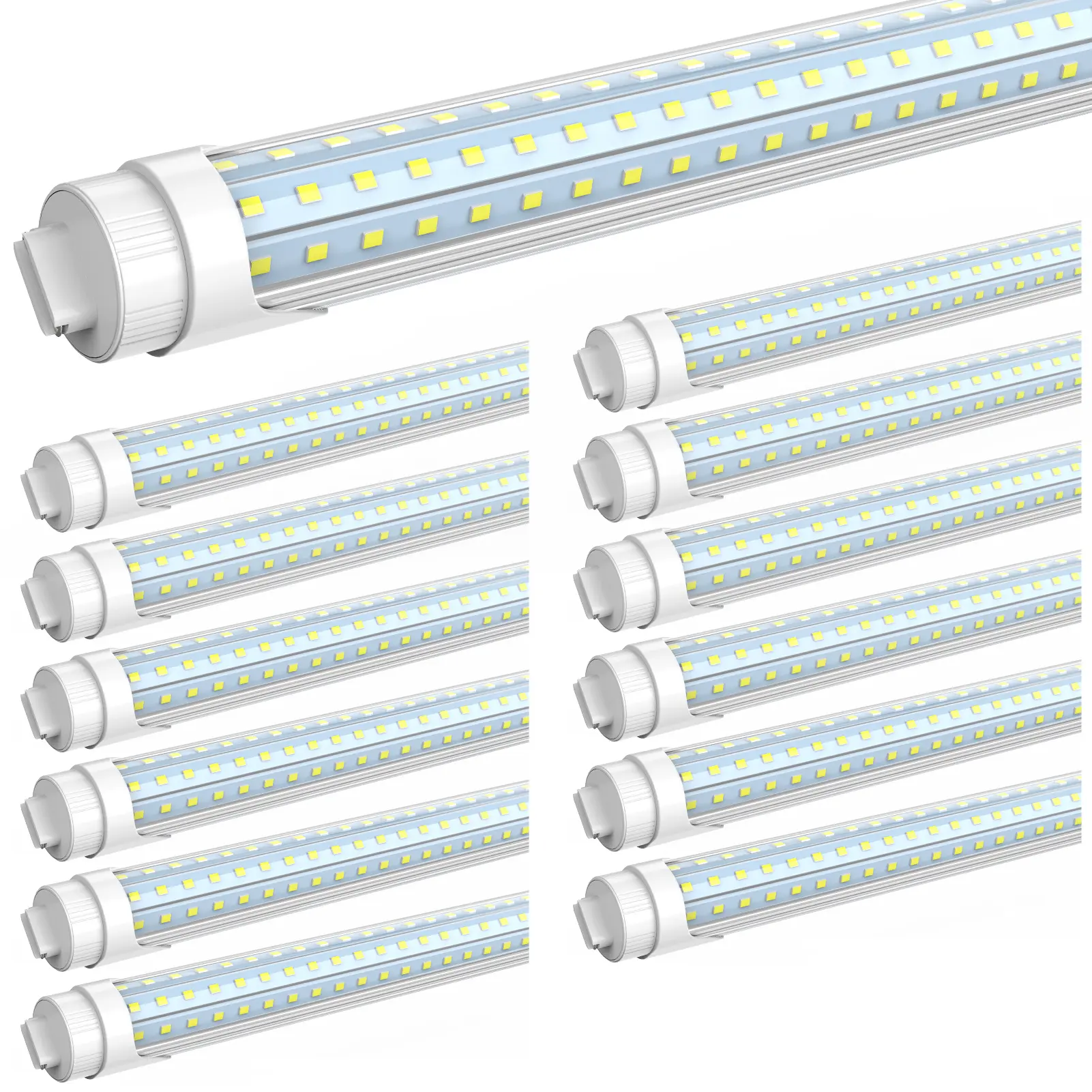 JESLED R17D HO T8 8FT LED Bulbs Garage Ceiling Lights 6000K 90W(150W Eq) 12000LM High Output D Shape 8 Foot Tube Lights F96T12 Fluorescent Replacement Ballast Bypass Commercial Lighting (12 Pack)