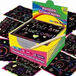 Vibrant Scratch Card Set, Scratching Fun, Vivid Patterns, Safe, Rainbow Mini Art Notes, Imaginative Oil Paper Board, Ideal for DIY Crafts, Party Supplies, Kids, Students
