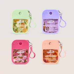 【HOT】Wish DOPAMINE TOP-PICK Hand Sanitizer Spary- Best-Selling Scents 4-Pack with Silicone Case & Keychain: The Complete Vibe Set (1.2 fl oz*4)