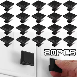 20 Pack Matte Black Square Kitchen Cabinet Knobs,Zinc Solid Drawer Pulls, Handles for Cupboard, Dresser, Closet ,Bathroom, Modern Cabinet Hardware