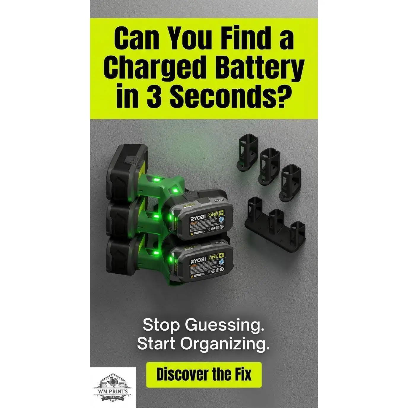 Ryobi 18v ONE+ battery wall mounts