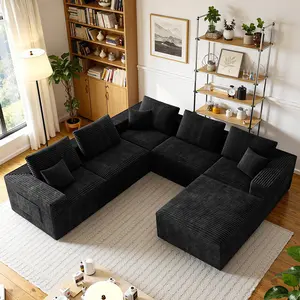 【6 Packages shipping】106"Oversized L-Shaped boneless sectional couch,6 Seater Modular cloud couches with ottoman,Free Combination,For Living Room Apartment,NoAssembly Required,Corduroy fabric,Modern Upholstered Sofa