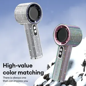PAXA M15 Full Diamond Luxury Craftsmanship Portable Handheld Fan, Rechargeable Long Battery Life Hand Fan With Digital Display For Outdoor Activities, Travel, Office, Wonmen's gift