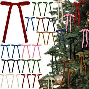 24-piece flannel bow hanging ornaments, Christmas tree ribbon hanging bow pendants, suitable for Christmas tree decorations, wedding or party decorations.