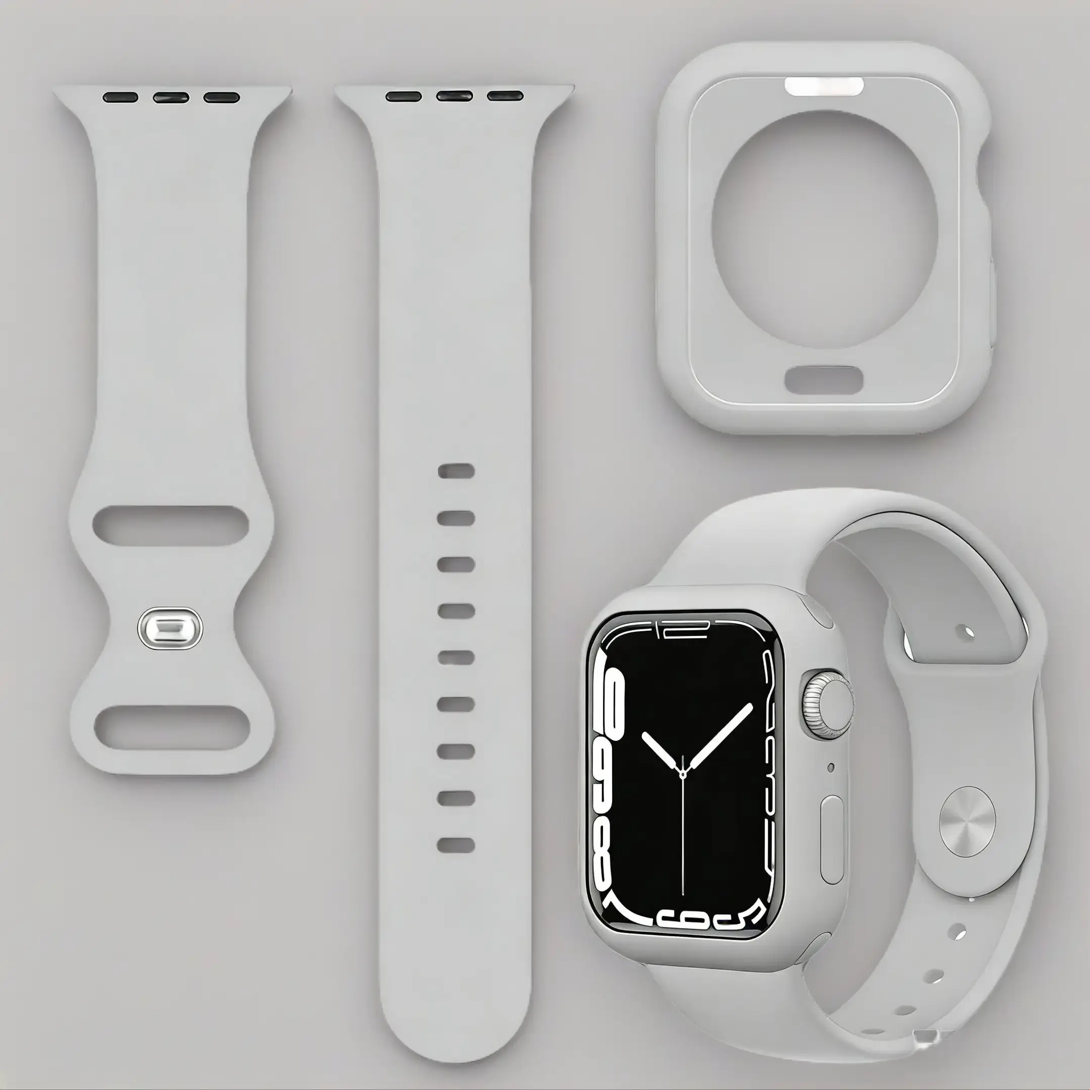 Unisex 2-in-1 Wearable Smart Watch Band + Cover, Solid Color Silicone-TPU Replacement Strap with Integrated Bumper, 25mm Quick Attachment Strap for All-Around Protection, Wearable Tech Accessories (Smartwatch Accessories), Smart Watch Straps, Unisex Weare