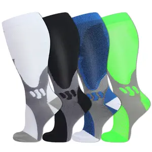STANDWAY Compression Socks 4 Pairs, Plus Size for Men & Women - Perfect for Everyday Relaxation and All Occasions, 15-20MMHG Calf Socks, 2XL-4XL, Ideal for Running, Nursing, and Flying.