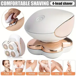 4-Head 360° Rotating Electric Shaver & Hair Trimmer - USB Rechargeable Full Body Shaver for Women, Face, Chest, Armpit, Bikini, Legs, Arms - Wet/Dry Use, Travel-Friendly Design, Hair Removal Tool, Sleek Grooming Tool, Durable Construction
