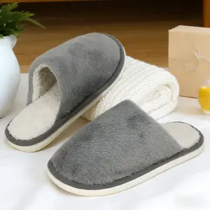 Women's Cotton Solid Color House Slide Slippers - Indoor Warm, Casual Style with Soft Upper, Durable Rubber Sole, Thick Fuzzy Winter Home Footwear, Indoor Warm Slippers, Casual Slippers