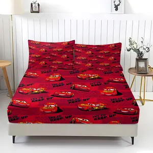 3-Piece Lightning Mcqueen Bedding Set, Comfortable Printed Design, Includes 1 Fitted Sheet & 2 Pillowcases, Non-Slip, Perfect Gift