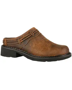 Women's Women'S Laces Crazy Horse Leather Slip-On Mules Round Toe - 09-021-5411-0451 Br