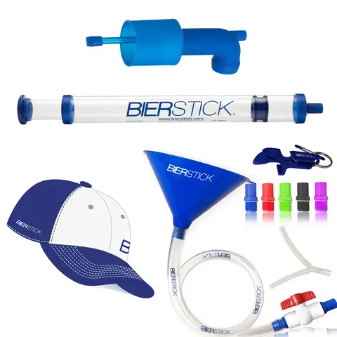 Bierstick Triple Threat Bundle Gift Pack - All 3 Drinking Gadgets - 24oz Party Syringe, Tube & Funnel, Snorkel, Shotgun Bottle Opener + Free Flag