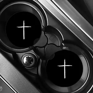 Black White Cross Religious Car Coasters - Unique Design for Car Decoration