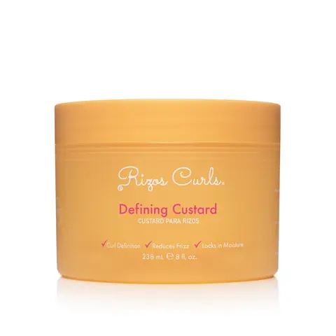 Rizos Curls Curl Custard - 2-in-1 Cream & Gel for Enhanced Curl Definition, Frizz Control, & Shine - 8 fl oz - Vegan, Cruelty-Free, No Silicones - Lemon