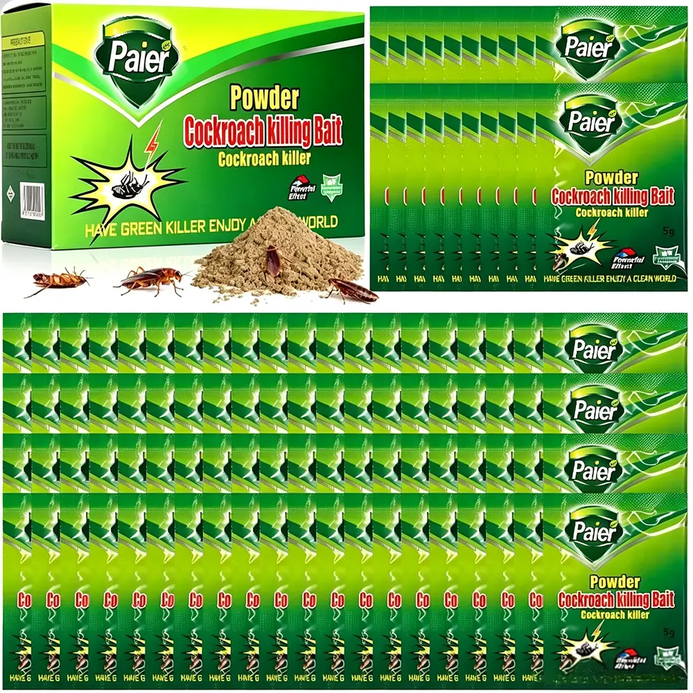 Paier 50-Packet Cockroach Bait Powder, High-Efficiency Indoor Pest Control Solution, Fast-Acting Home Care Supply for Nest Elimination in Kitchens, Bug Control Solutions for Bug Free Home, Cockroach Concentrate