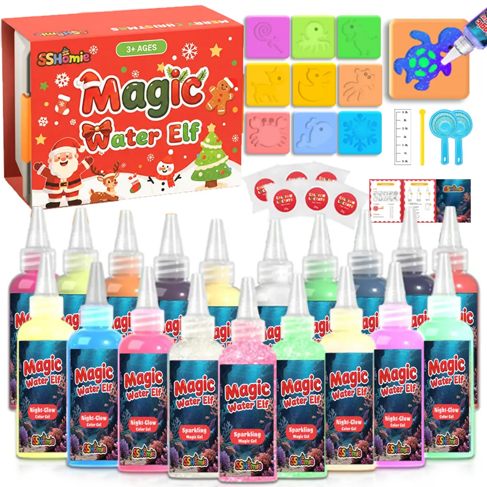 SShomie Magic Water Elf Craft Kit  30PCS Aqua Fairy Toy Set with 20 Gels 10 Molds STEM Sensory DIY Craft Kit for Kids Ages 3+, Party Favor Toy