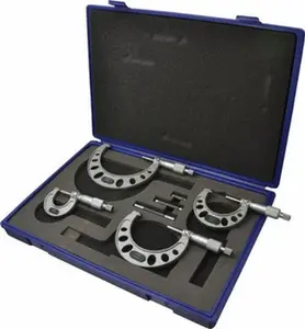 Value Collection 4-Pc Mechanical Outside Micrometer Set, 0.01 mm Graduation, Ratchet Stop Thimble, Steel Measuring Face, Precision Measuring Tool, Manufacturer Part #: 105-44-10