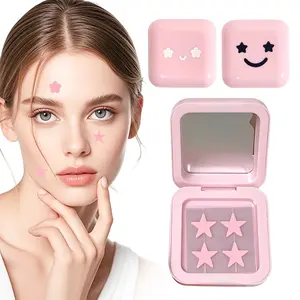 32 Patches Per Box Facial Concealer Stickers with Mirror, Fun Star and Flower Design, Basic Beauty, Invisible Cover, Portable Compact Party Makeup Decorations