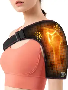 Heated Shoulder Wrap Pad with Massager, Electric Heating Pad for Arm Pain Relief, Wearable Heating Pads, 3 Vibration & Heat Settings, No Power Bank Included