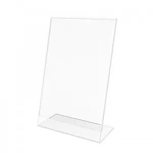 FixtureDisplays® 24PK 5.5 x 8.5" Clear Acrylic Sign Holder with Slant Back Design Portrait, Vertical Picture Frame 19780-5.5X8.5-CLEAR-24PK