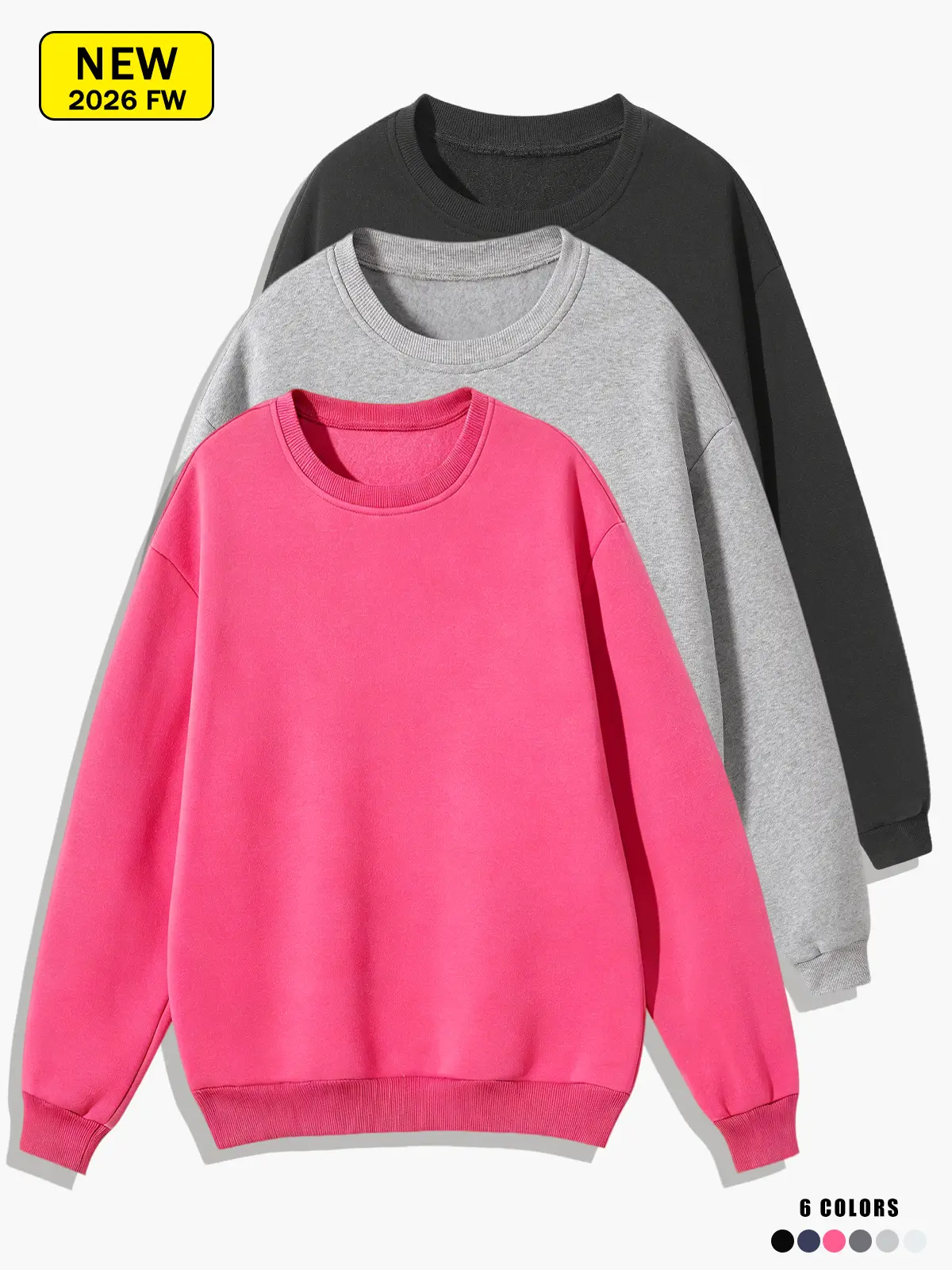 Men’s sweatshirt, 2026 new model for spring/autumn, long sleeves, crew neck knit sweatshirt—loose fit, comfortable, warm and breathable base layer
