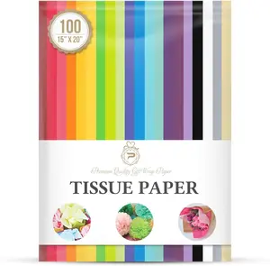 Tissue Paper for Gift Wrapping (100 Sheets) 20 Assorted Colors, Gift Bags, PackER PREMIUM QUALITY GIFT WRAP PAPER