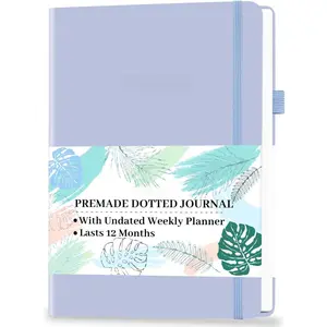 Premade  Dotted Journal with Undated Weekly Monthly Planner, Pre-made Dot Grid Journaling Aesthetic Notebook for Goals Gratitude Budget Exercise Habits Mood Sleep  - 12 Month