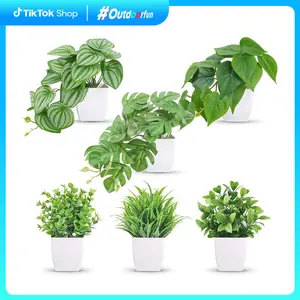Outdoorfun 6 Packs Fake Plants Small Artificial Plants for Home Office Desk Bathroom Aesthetic Farmhouse Room Decor Indoor