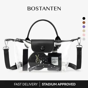 BOSTANTEN Clear Bag for Stadium Approved Conv Crossbody Purse Handbags for Concerts Sports Events Leather