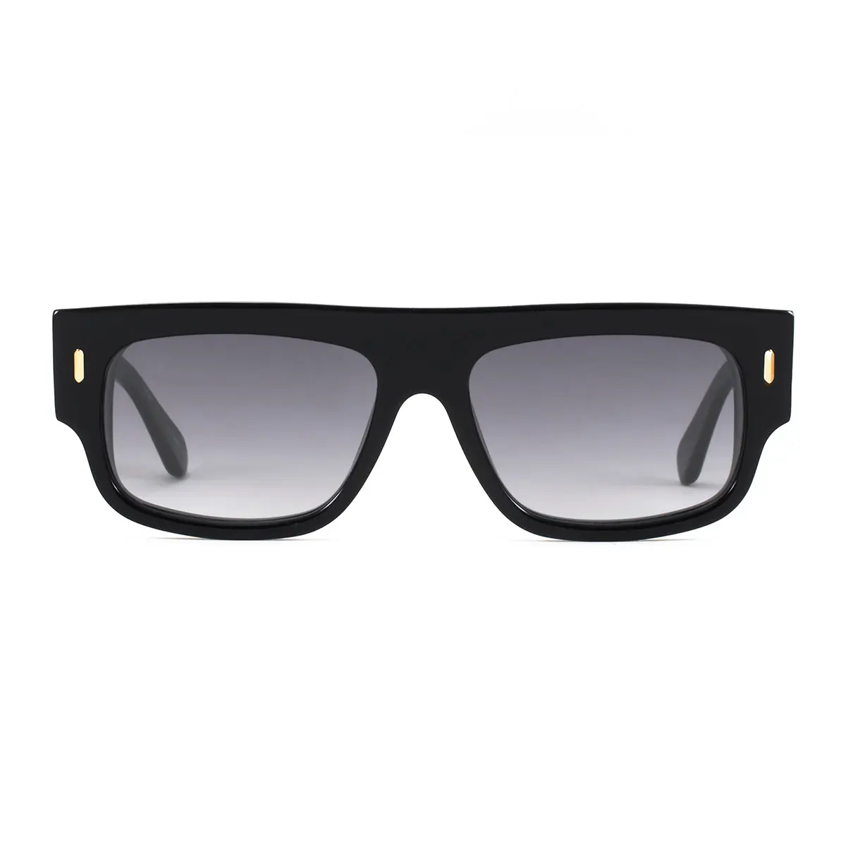 Infinit Glasgow Eco Briller Rectangle Sunglasses, Black Shiny + Gray