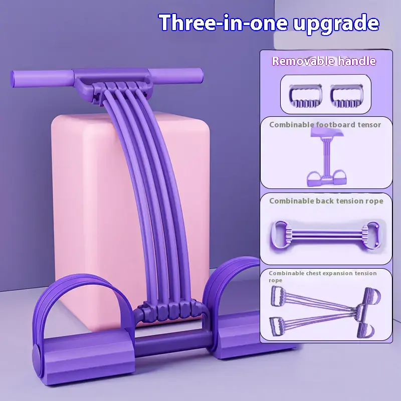 Purple 8‑strand resistance band and handle set