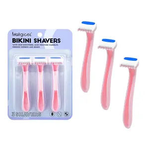 3pcs Mini Shaver for Women，  Bikini Line, Underarm, Upper Lip & Eyebrow Trimmer with Protective Guard