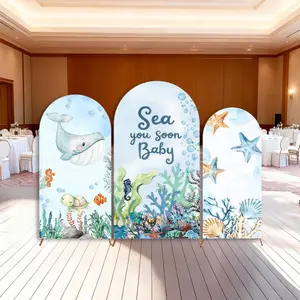 15-day Delivery Sea You Soon Baby Shower Backdrop Arch Cover Seashell Coastal Marine Life Bridal Party Summer