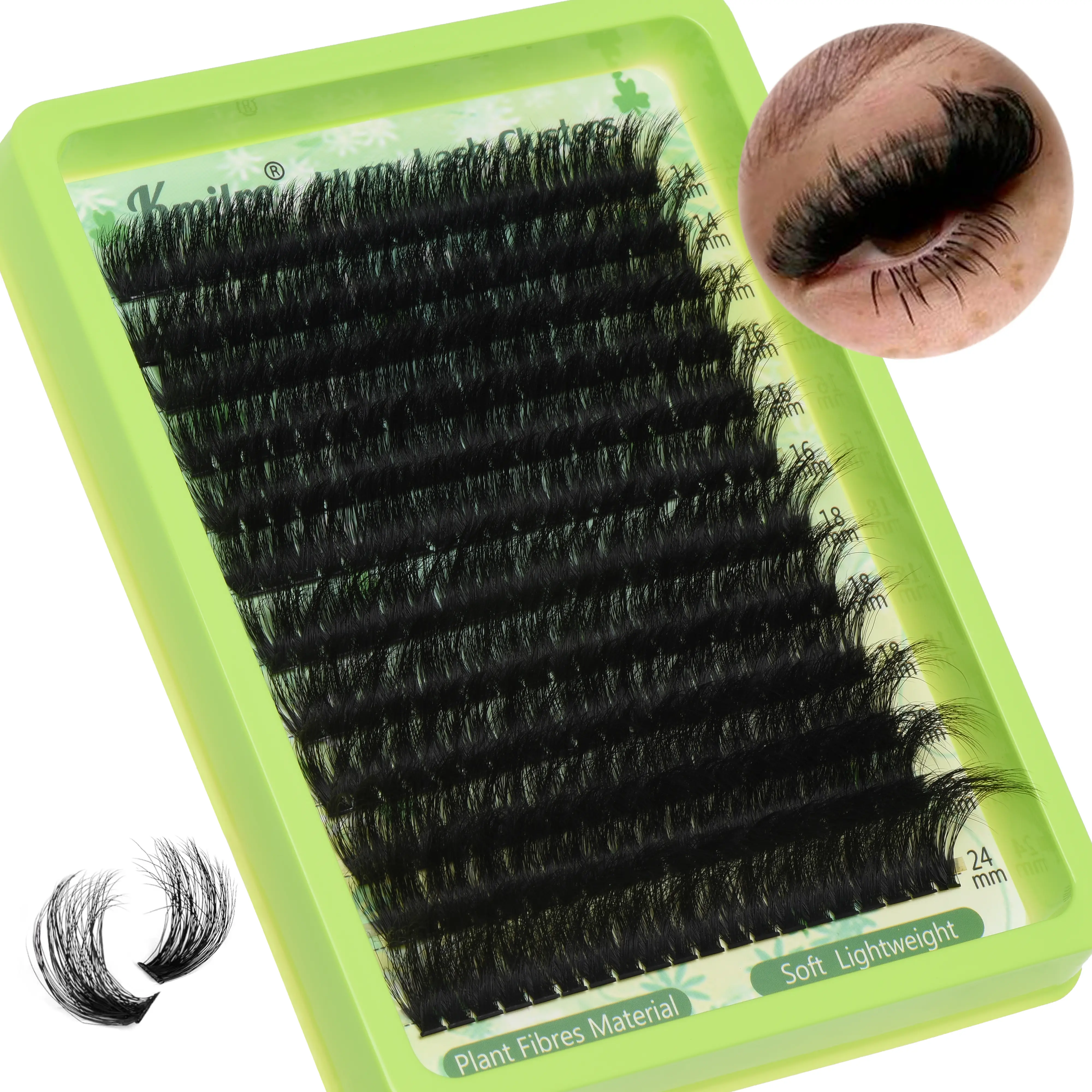 Lash Clusters 14-24mm Thick Long Cluster Eyelash Extensions 180D D C Volume Eyelash Clusters 240pcs Individual Lashes Soft Wispy False Eyelashes DIY Lash Extension for Beginners