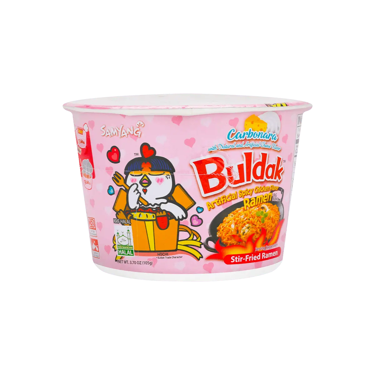SAMYANG Korean Carbonara Stir-Fried Buldak Ramen - Spicy Chicken Flavor Big Bowl, Packaging,  3.7oz
