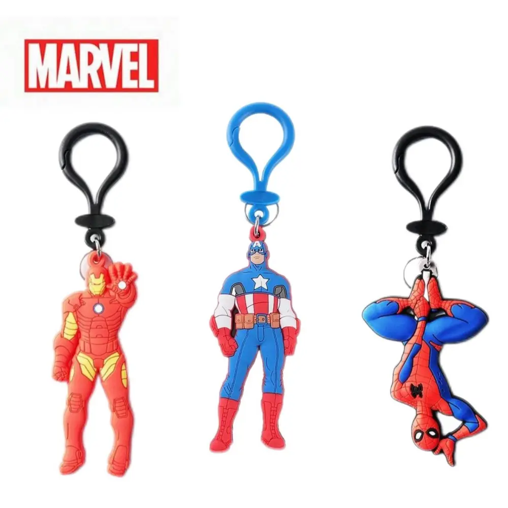 1pc Marvel Officially Licensed Superhero Deadpool Captain America Spider-Man Iron Man Soft Touch Key Holder Cute Keyring Keychain stocking stuffers Decoration Bag Hangings Souvenir for Family Friends Marvel Fans Anniversary Birthday Christmas Gifts