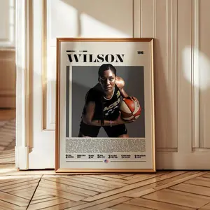 A'Ja Wilson Player Poster - Mid Century Modern Sports Decor For Fans And Bedroom - Unique Gift