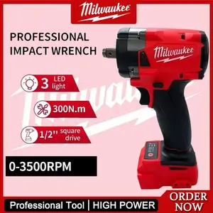 Milwaukee 2025 18V Brushless Impact Wrench 4-Mode Cordless Electric Driver 1/2" Socket 250 ft-lbs Torque Power Tool with LED Light & Rechargeable Lithium Battery