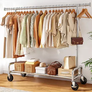 BePatio Clothing Rack for Drying,  Extendable & Height Adjustable Coat Clothing Rack with 4 Hooks for  Bedroom,Laundry,Outdoor,Clothing Store, Clothes Racks for Closet Holds Up to 220LBS,Portable Rolling Garment Rack with Lockable Wheels