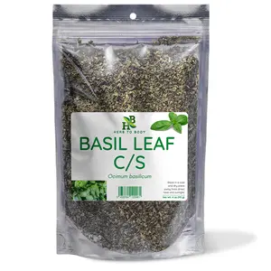 Herb To Body Basil Leaf C/S | Cut & Sifted | Ocimum basilicum | Wildcrafted | 4oz Flavor Spice