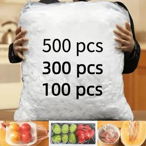 Reusable Elastic Food Covers 100/300/500pcs, Transparent Stretch Plastic Bowl Plate Seals, Microwave & Fridge Safe, Keep Fresh, Kitchen Essential Containers