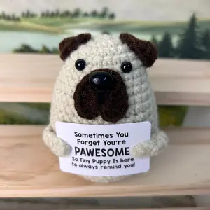 Mini Christmas Inspirational Crochet Dog Gifts, Handmade Positive Crochet Animal, Motivation Christmas Birthday Gift for Women, Crochet Figure