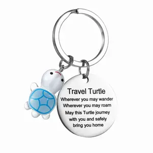 Glow-in-the-Dark Travel Turtle Keychain Wherever You May Wander Good Luck keychain for Family Friends Couple